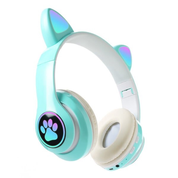 Colorful Glowing Cat Ear Over-Ear Wireless Bluetooth Gaming Headphones
