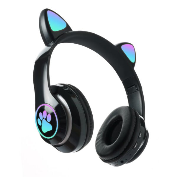 Colorful Glowing Cat Ear Over-Ear Wireless Bluetooth Gaming Headphones