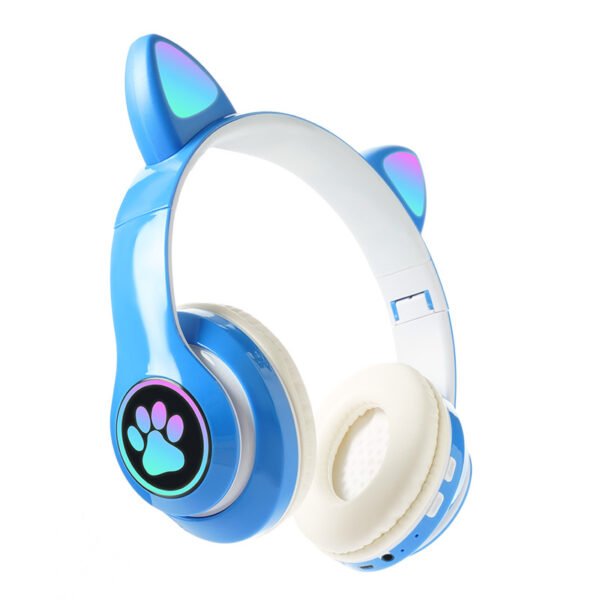 Colorful Glowing Cat Ear Over-Ear Wireless Bluetooth Gaming Headphones